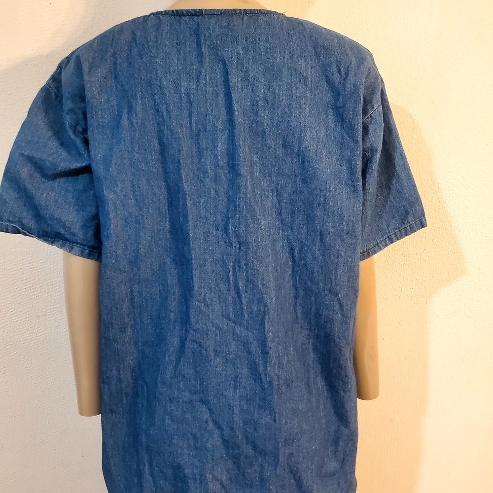 Blue Denim Short Sleeve Top - Picture 6 of 8